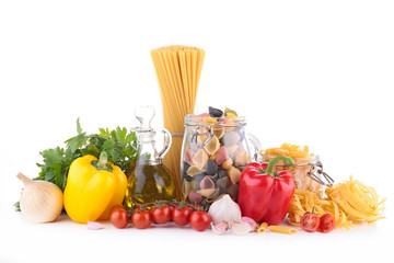 raw pasta and ingredients