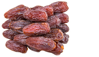 Date fruits over white background