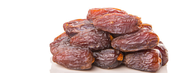 Date fruits over white background