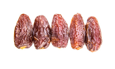 Date fruits over white background