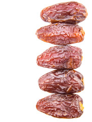 Date fruits over white background