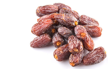 Date fruits over white background