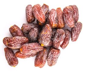 Date fruits over white background