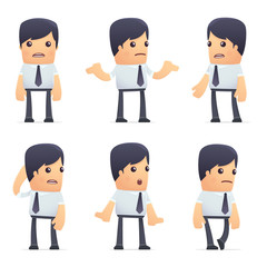 set of businessman character in different poses