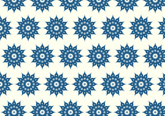 Blue Retro Flower Pattern on Pastel Background