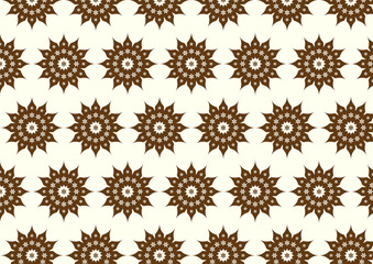 Brown Retro Flower Pattern on Pastel Background