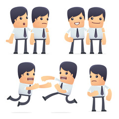 set of businessman character in different poses