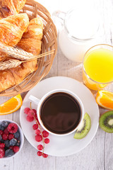 breakfast with coffee and croissant