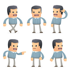 set of customer character in different poses