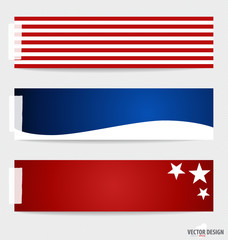 American Flag note papers, ready for your message. Vector illust