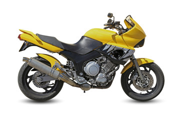 Naklejka premium żółty motocykl wyścigowy
