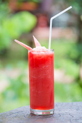 Smoothie water melon on green background