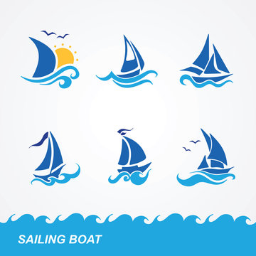 set of sailboat icons