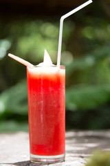 Smoothie water melon on green background