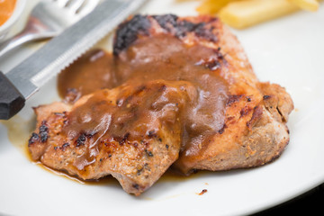 juicy grilled pork chop (neck cut)