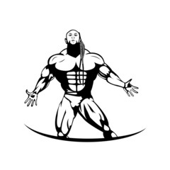 Silhouette of a professional bodybuilder