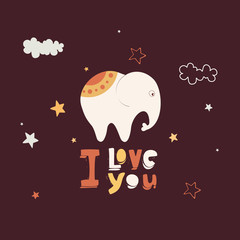 cute card with elephant.