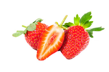 Strawberries with leaves