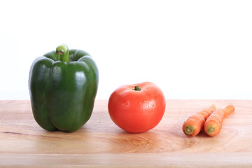 vegetables on wooden chopping board prepare cooking