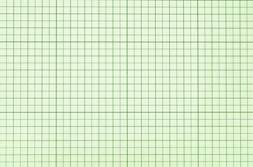 Old green graph paper square grid background.