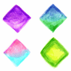 Colorful vector isolated watercolor paint rhombuses
