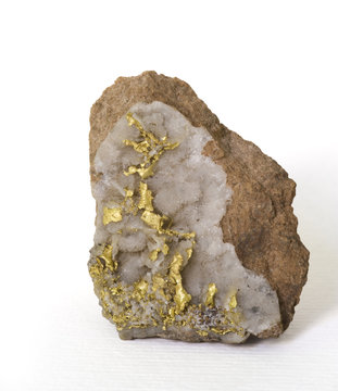 Native gold on quartz from Eritrea. 4cm high.