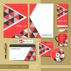 corporate identity template with  red and black triangle element