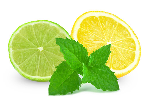 lime with lemon and mint
