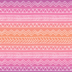 Hand drawn seamless tribal patter with gradient