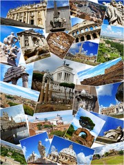 Collage of landmarks of Rome, Italy