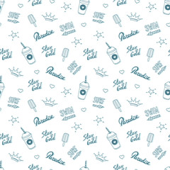 Summer beach set in old school tattoo style