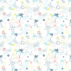 Summer beach pattern in old school tattoo style