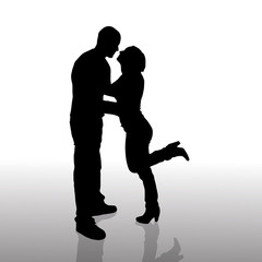 Vector silhouette of couple.