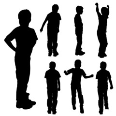 Vector silhouette of boy.