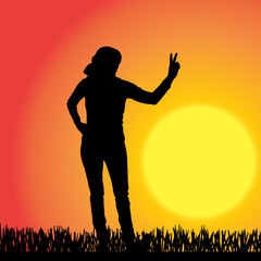 Vector silhouette of a woman.