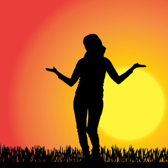 Vector silhouette of a woman.