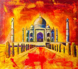 Foto op Aluminium Taj Mahal Ölgemälde Gemälde Kunstdruck artprint Kunst © artefacti