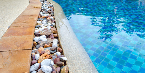 natural pebble around pool