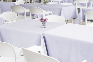 Restaurant with white tables