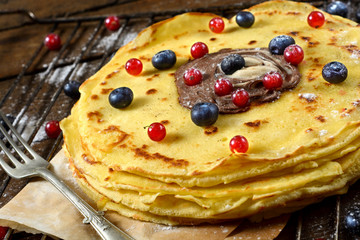 Berry fruit and pancakes