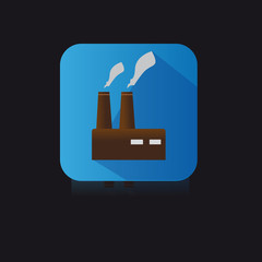 Set of Blue Flat Icon of Factory