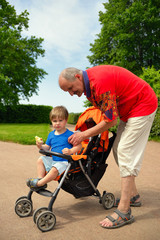 Grandfather with his grandson.