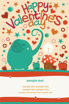 Happy Valentines Day Greeting Elephant