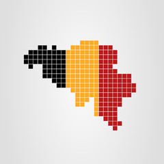 Belgium Pixel Map Flag