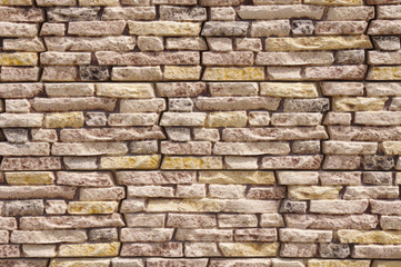 Slabs imitation stone on wall closeup