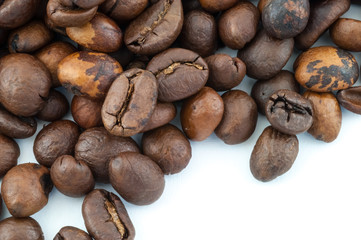 macro of raw coffee