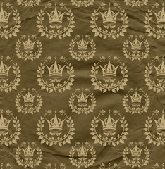 Background from  grown old crumpled newsprint paper and pattern