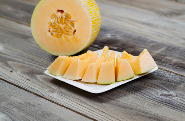 Freshly cut melon ready to eat