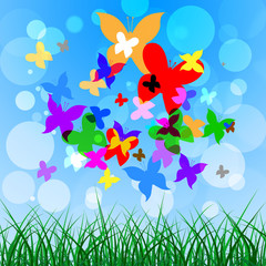 Fototapeta na wymiar Background Butterflies Represents Summer Time And Creature