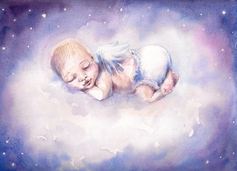 Obraz na płótnie Canvas Sleeping angel.Watercolors